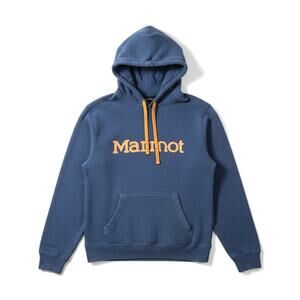 Marmot Graphic Logo Pullover Hoodie Blue Orange M Gorpcore Outdoor Athleisure